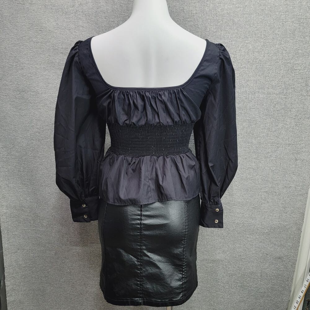 CIAO LUCIA SMOCKED PEPLUM LONG SLEEVE TOP, SIZE XS * - Picture 2 of 7